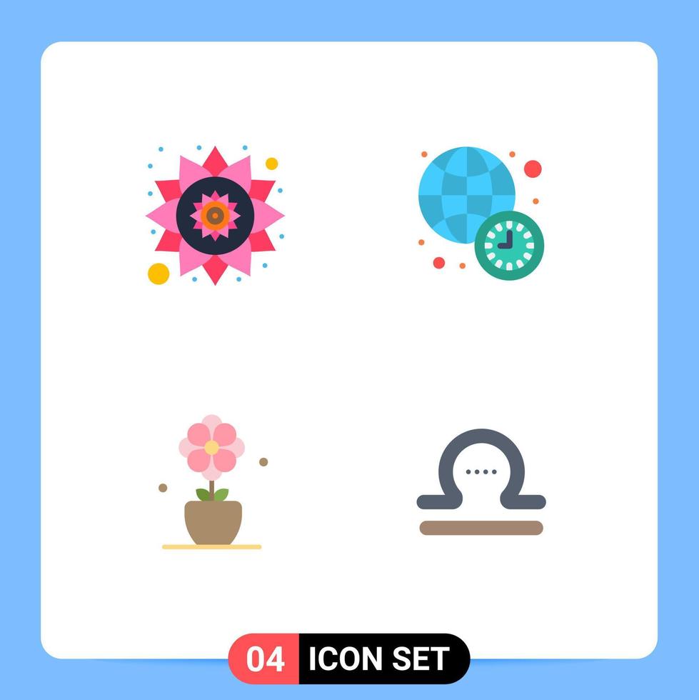 Stock Vector Icon Pack of 4 Line Signs and Symbols for india tulip clock world news astrology Editable Vector Design Elements