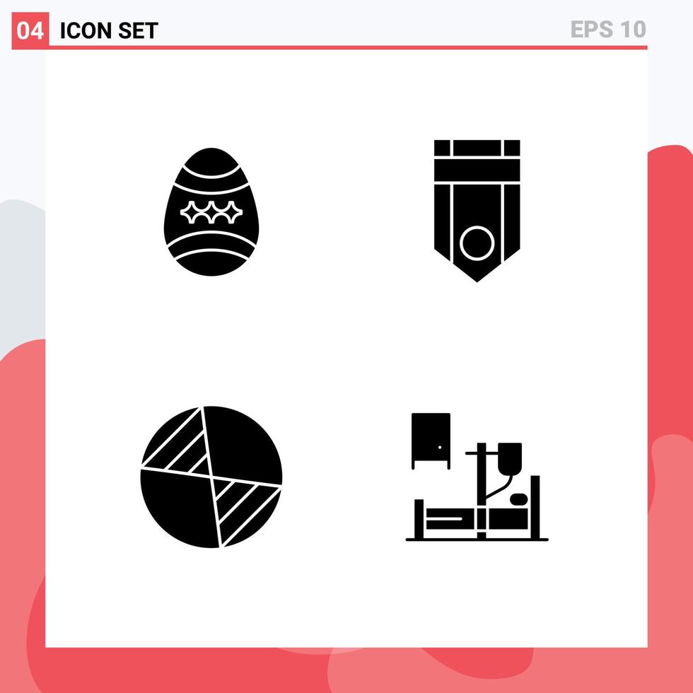 Set of 4 Modern UI Icons Symbols Signs for bird center egg one gravity Editable Vector Design Elements