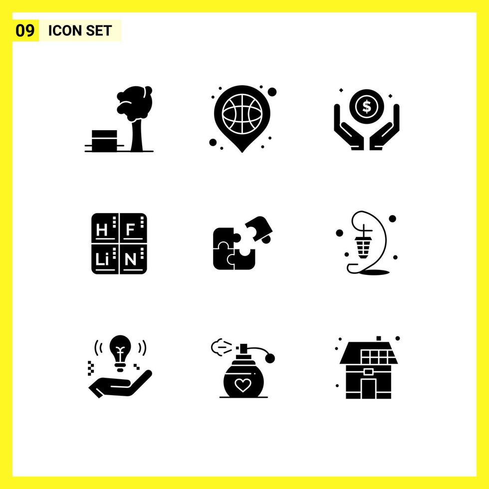 Set of 9 Modern UI Icons Symbols Signs for puzzle elements sport table hand Editable Vector Design Elements