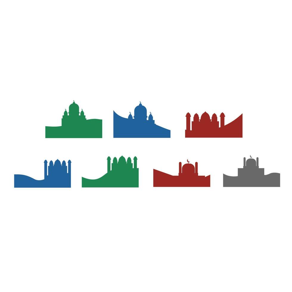 Set Of Mosque Ramadhan Footer vector