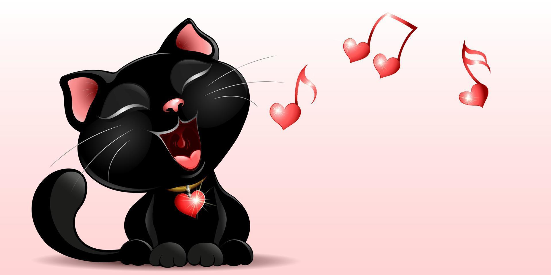 Black Cat sings love song 15695495 Vector Art at Vecteezy