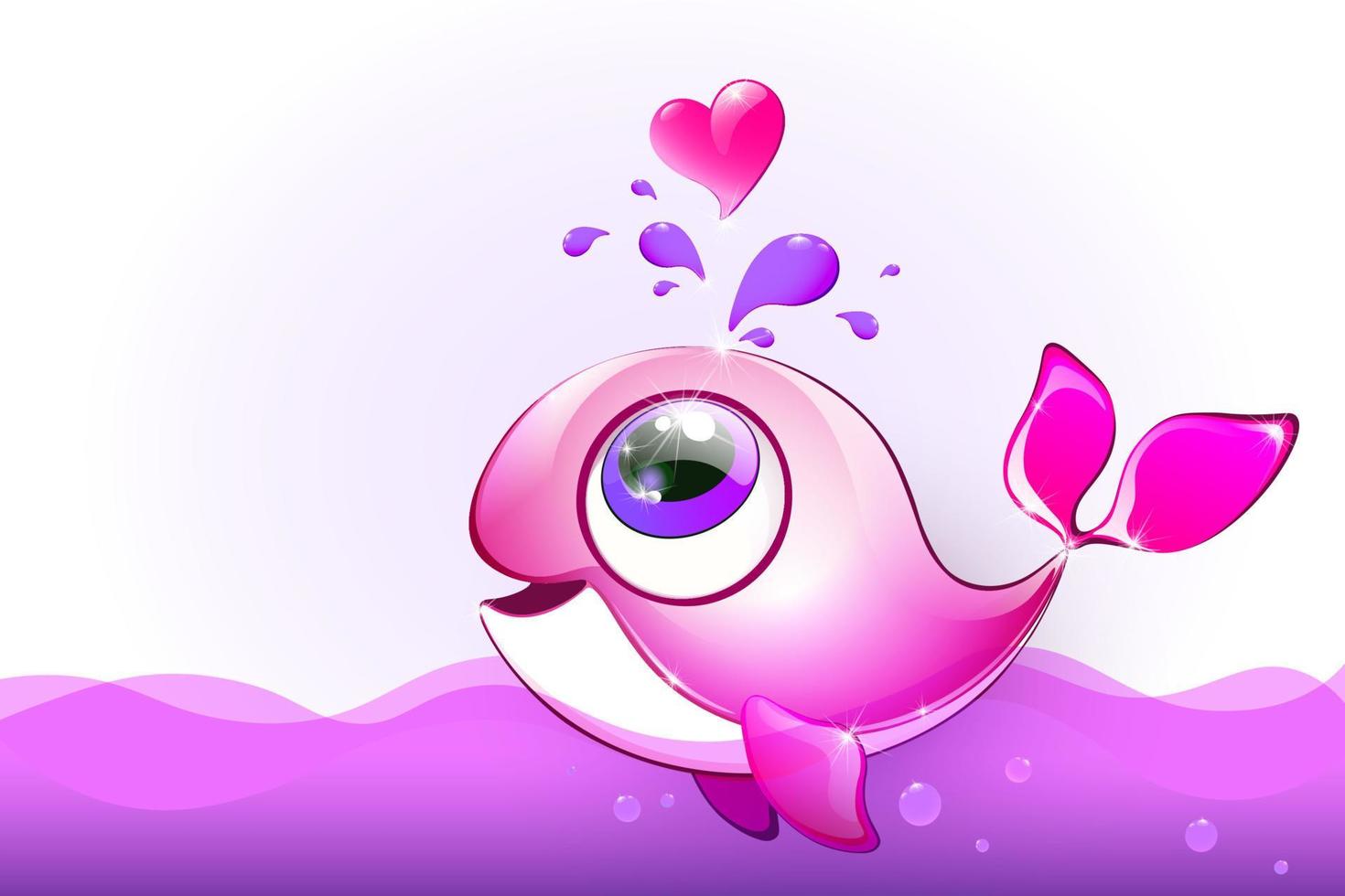 Whale with fountain of hearts vector