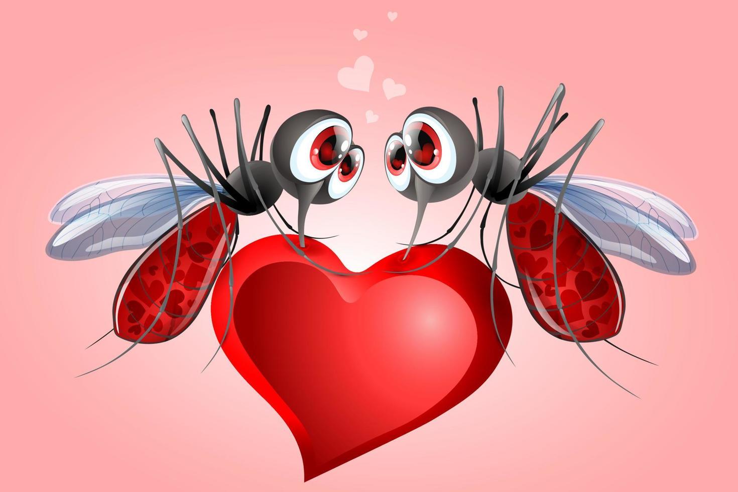 Mosquitos on heart  CLOSE UP vector
