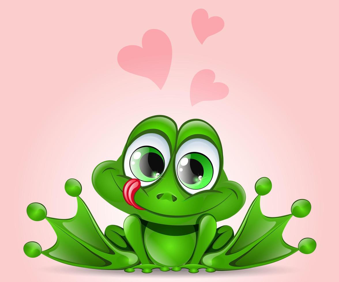 Funny in love Frog with tongue out vector