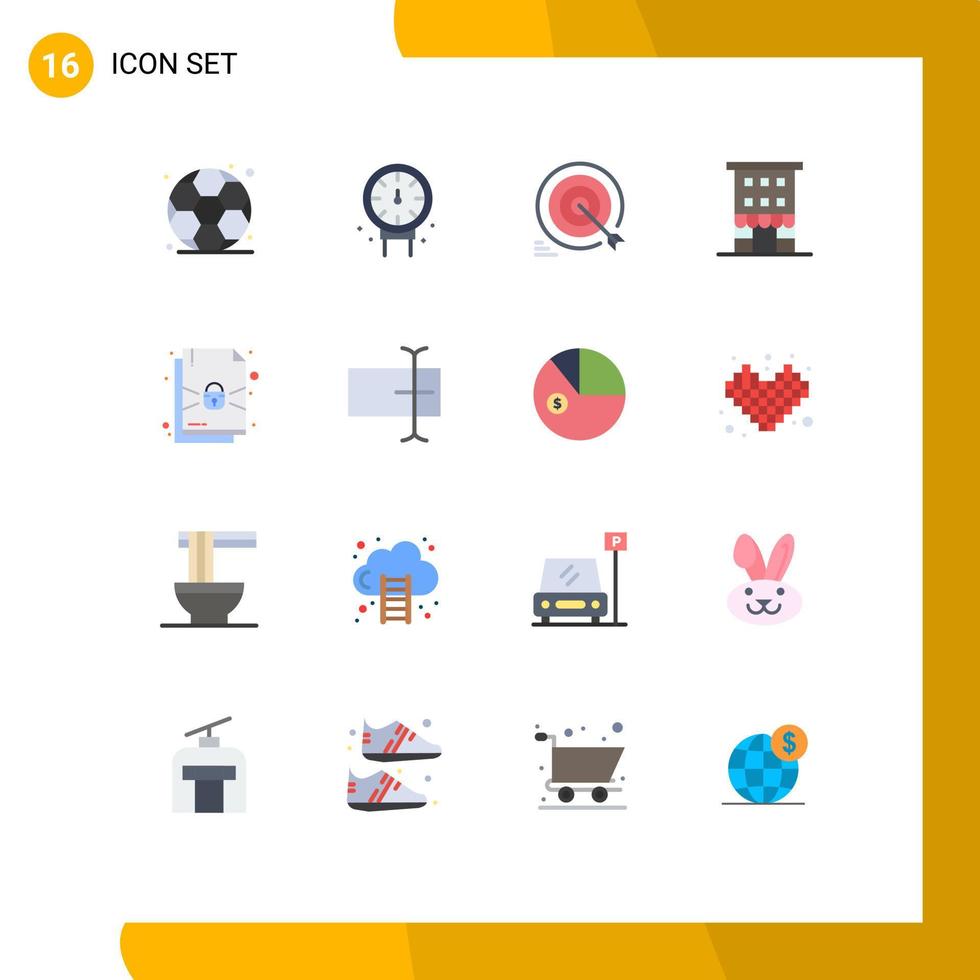 conjunto de 16 iconos modernos de la interfaz de usuario signos de símbolos para la tienda de documentos edificios minoristas de objetivos frontales paquete editable de elementos de diseño de vectores creativos