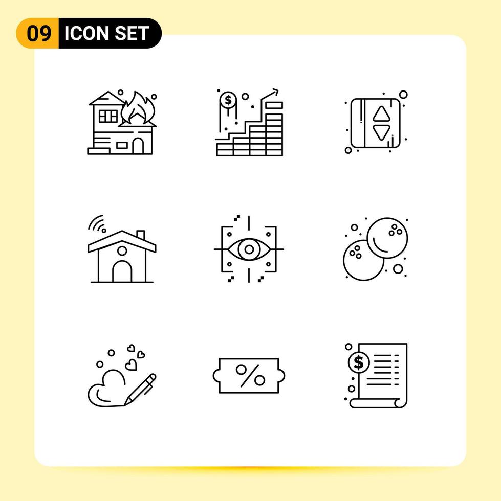 Set of 9 Modern UI Icons Symbols Signs for future advanced elevator house service Editable Vector Design Elements