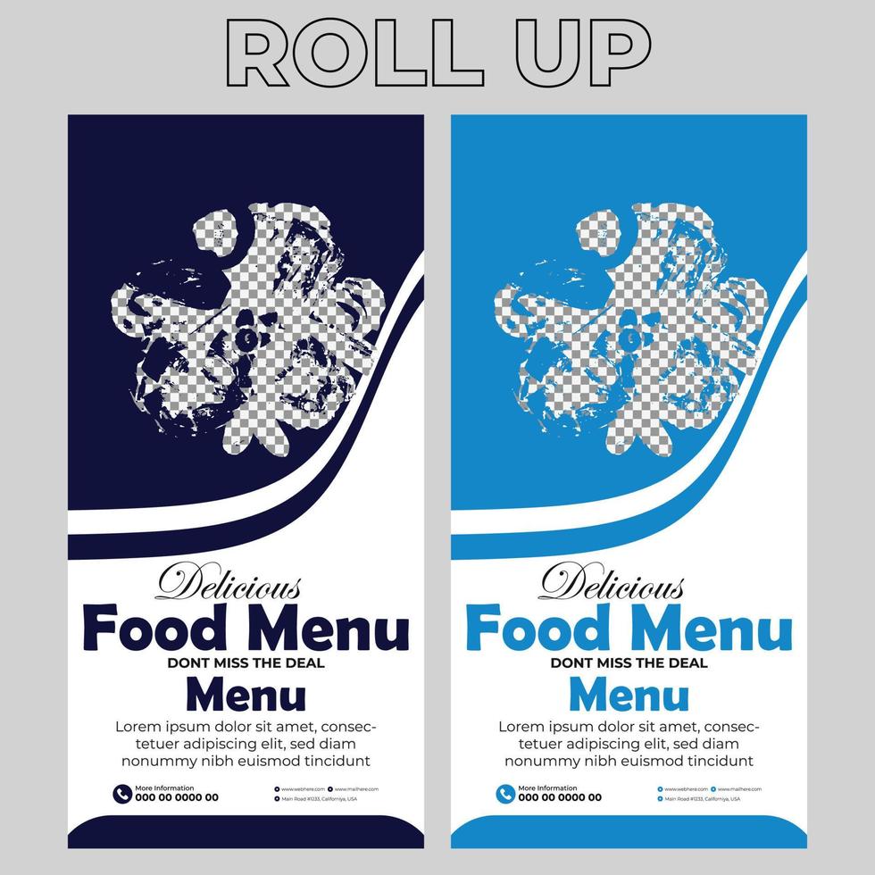 Food Restaurant Roll Up Banner Signage Template vector