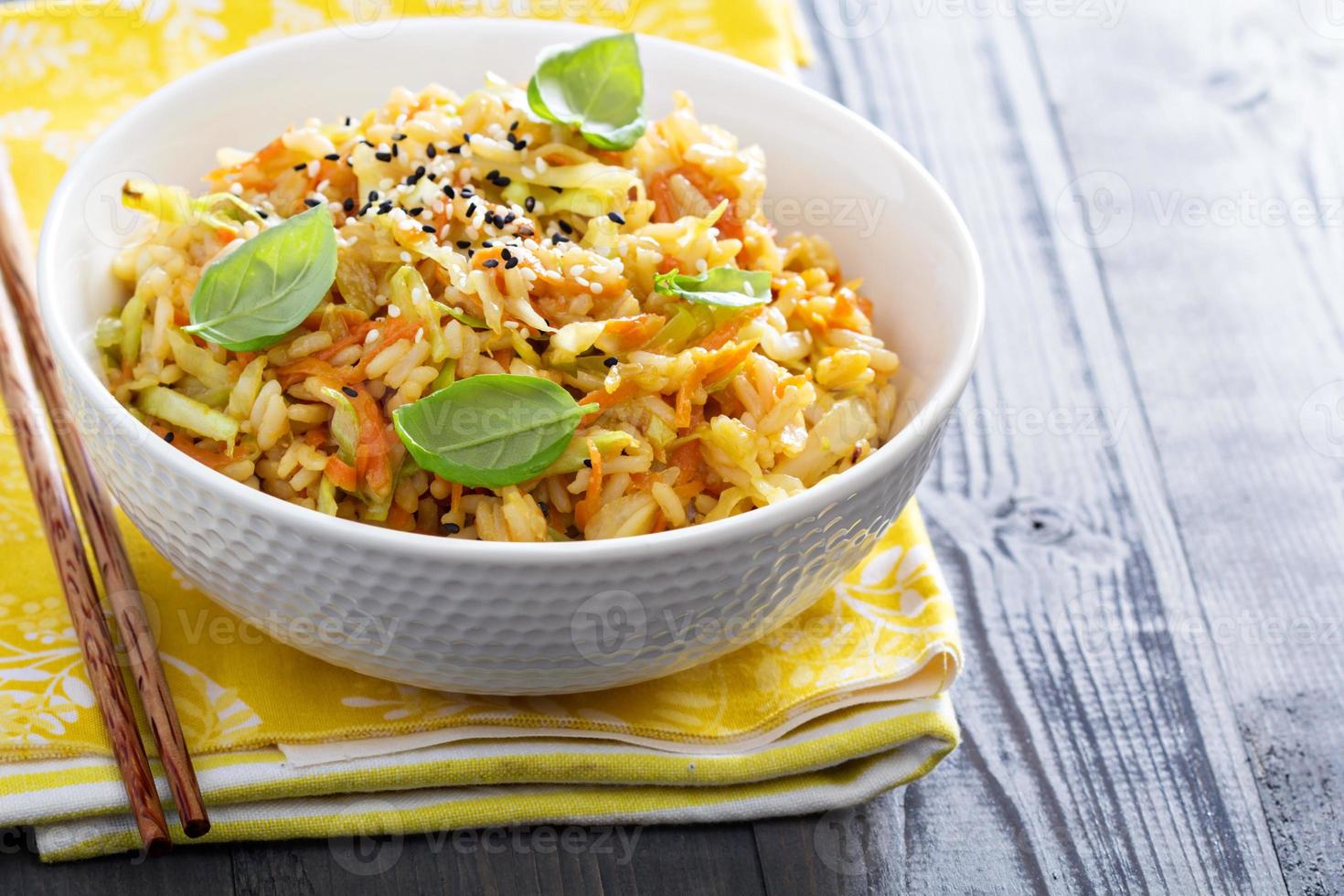 Fried rice with cabbage and carrot 15695671 Stock Photo at Vecteezy