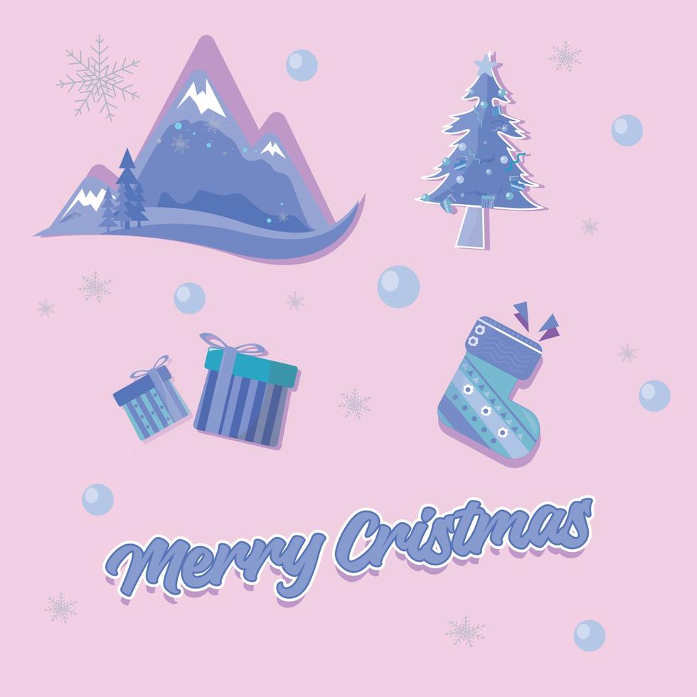 garabato de adornos navideños. adecuado para la decoración de pancartas navideñas en color púrpura. concepto de diseño de niños de navidad vector