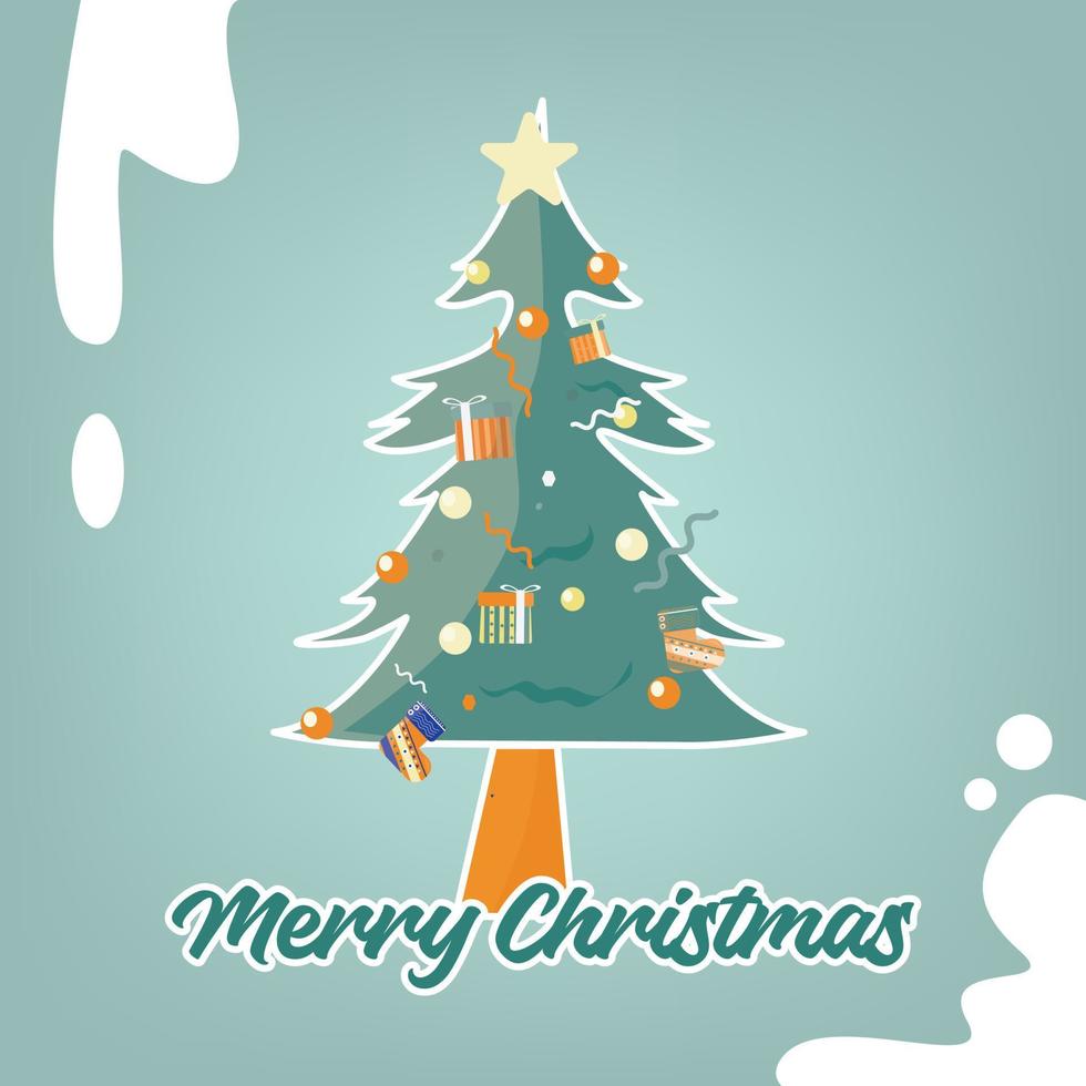 Christmas card template with Christmas tree vector illustration