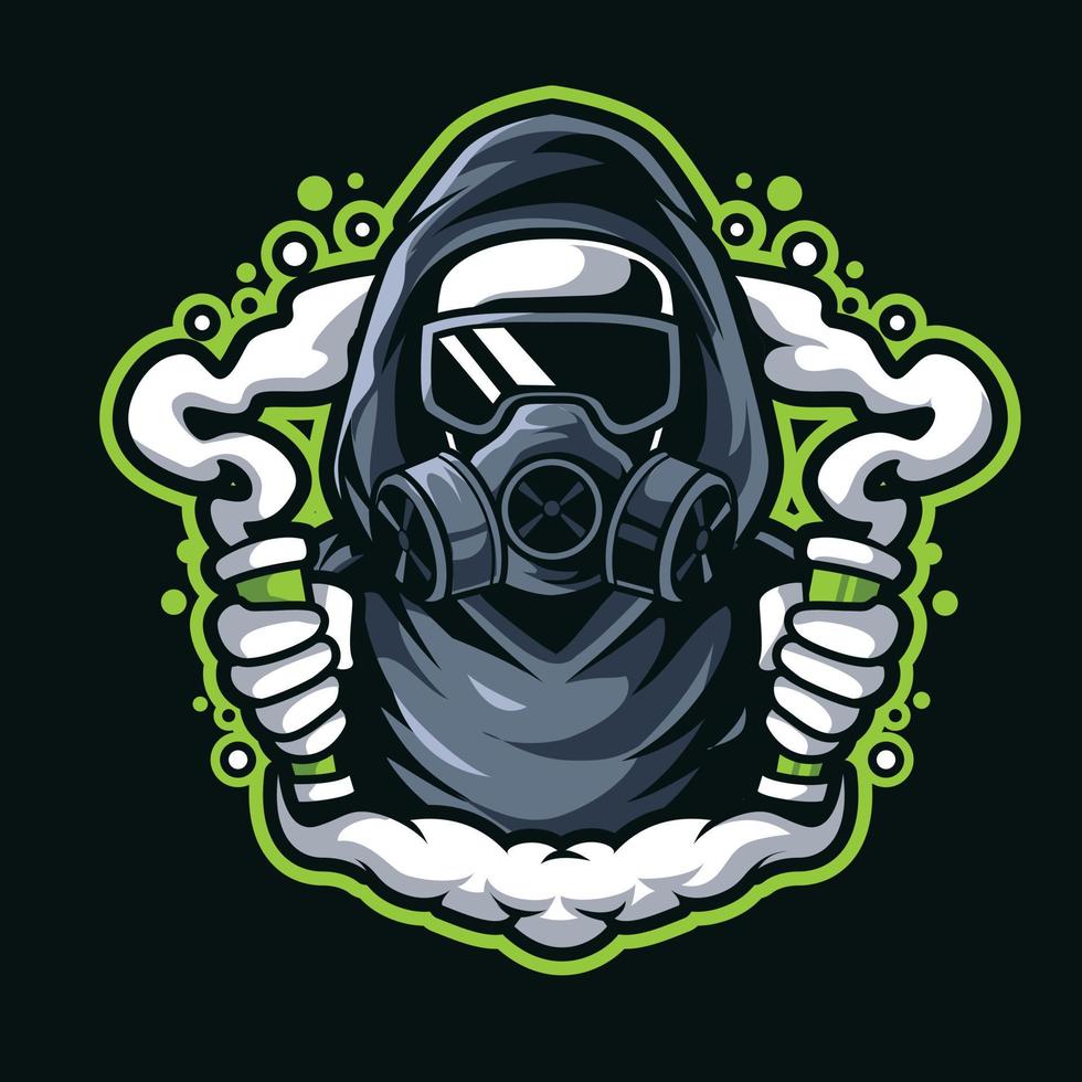 máscara de gas hombre mascota logo vector