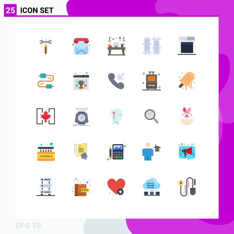 Modern Set of 25 Flat Colors Pictograph of cricket stumps cricket bat desk cricket ball monitor Editable Vector Design Elements