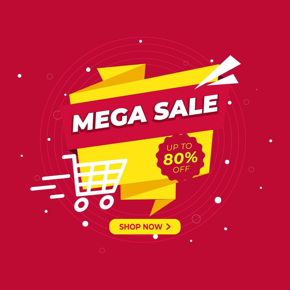 mega venta especial hasta 80. diseño de plantilla de banner de mega venta para web o redes sociales. vector