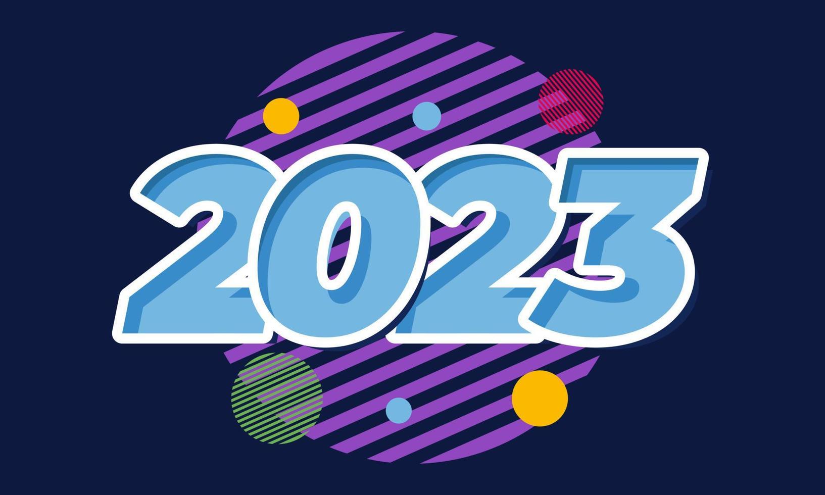 Festive 2023 new year celebration flat colourful design. Trendy and modern design for 2023 new year banner, flyer, greeting card and media post template vector