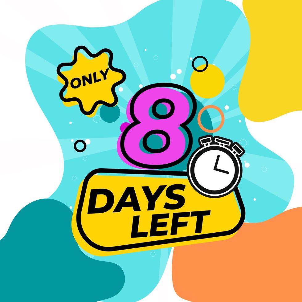 Countdown Number 8 days left vector illustration design