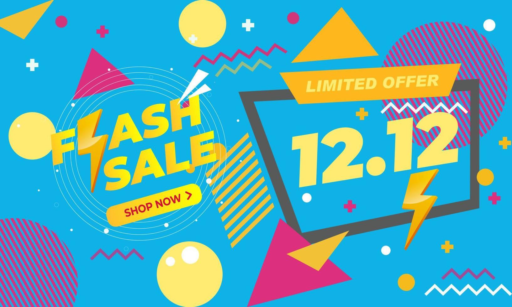 día de compras en línea venta flash 12.12 banner vector flyer plantilla ilustración