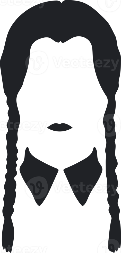 symbool face.woensdag. meisje met vlechtjes silhouet. PNG