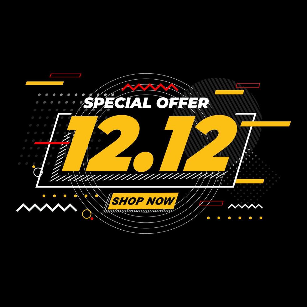 oferta especial 12.12 plantilla de vector de banner de venta de día de compras en línea