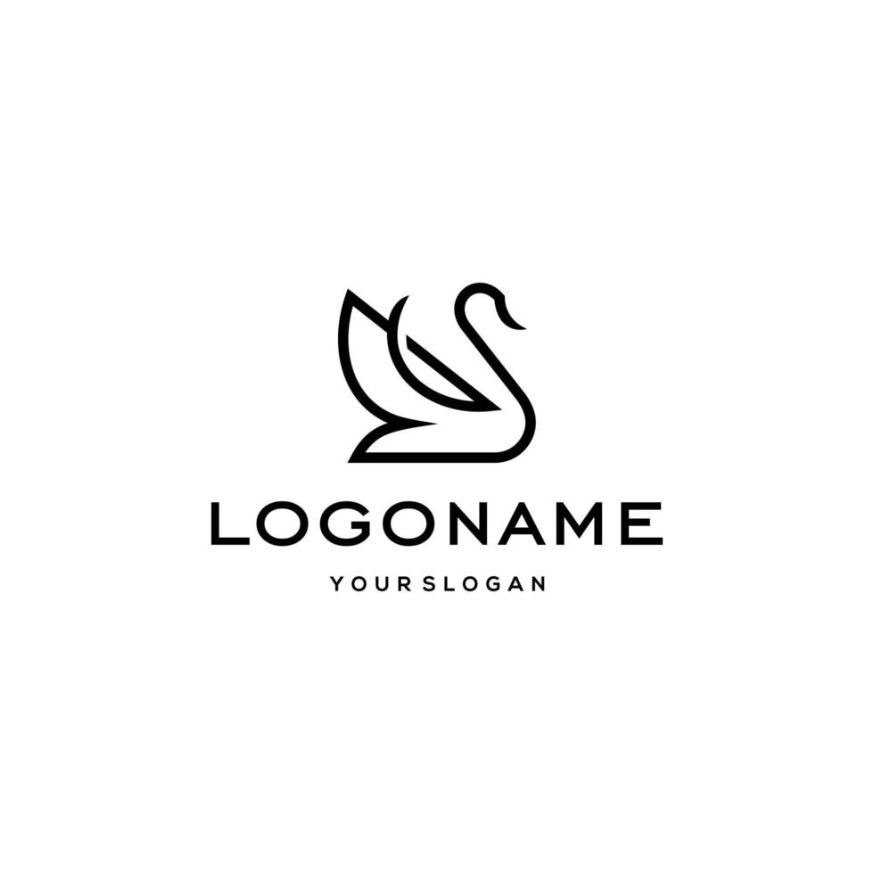 swan logo,goose or duck icon design vector in trendy and abstract luxury line outline style