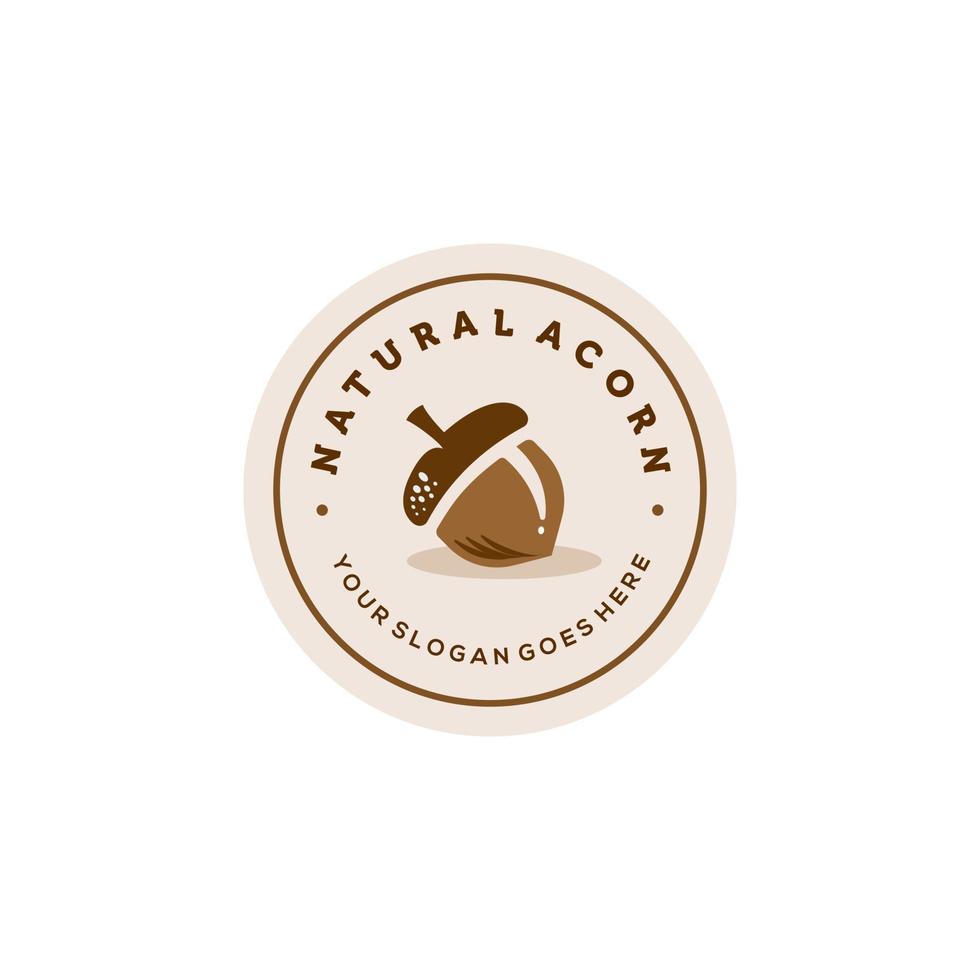 creative hipster acorn seed logo in trendy modern minimal badge style icon vector