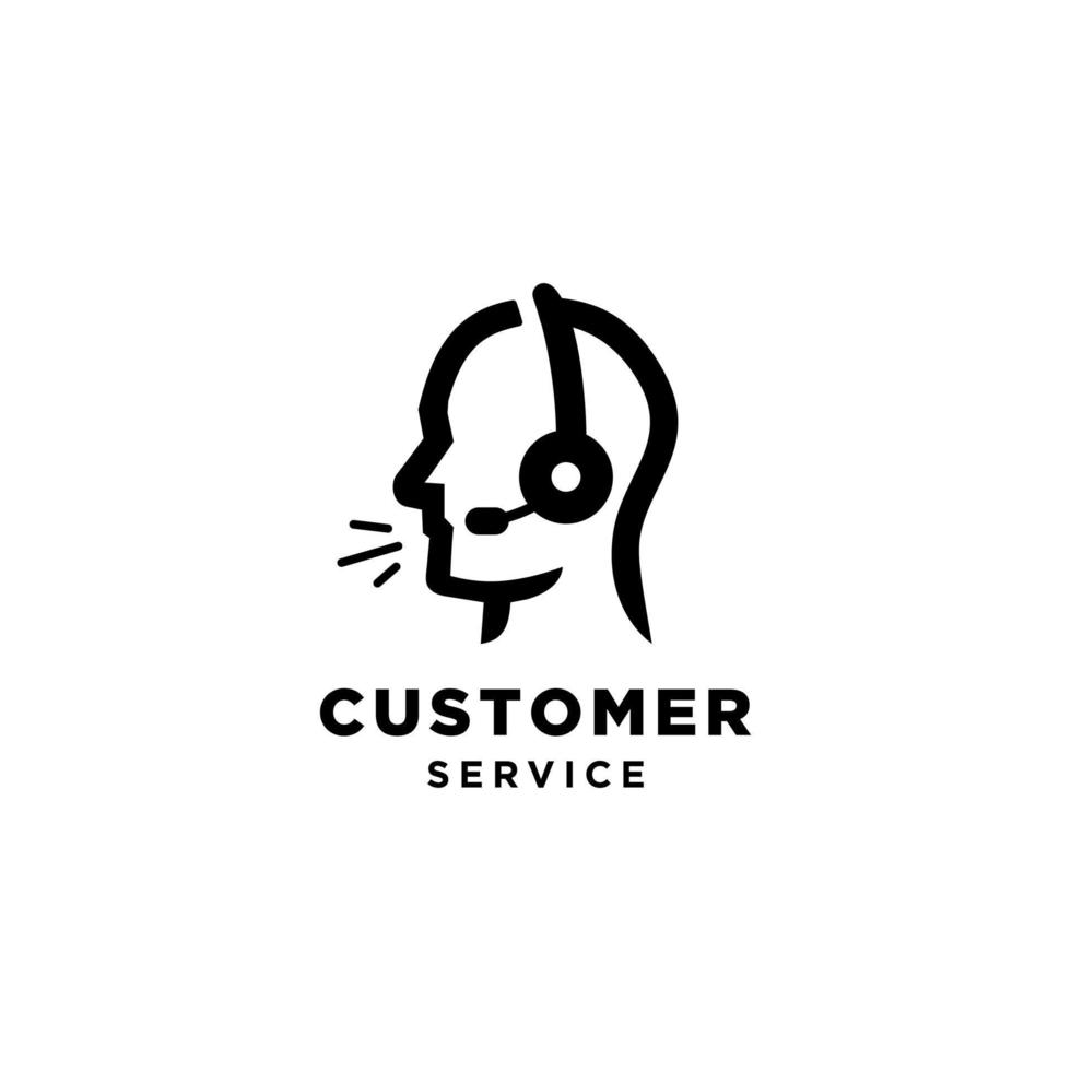 icono de servicio al cliente. usuario con logotipo de ilustración de vector de auriculares, icono de vector de administrador de soporte. Pictograma de trabajador de call center aislado sobre fondo blanco.