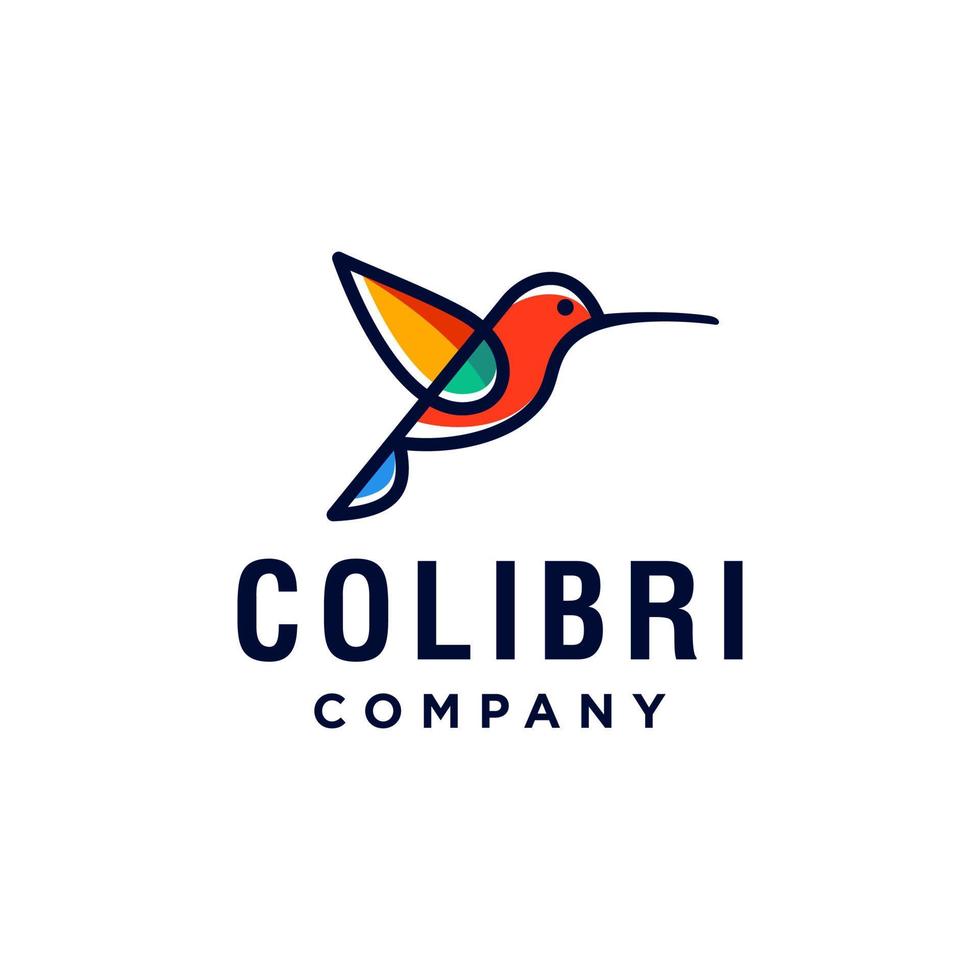 logotipo de pájaro colibri. ilustración de vector de logotipo de icono de colibrí abstracto en estilo de arte de contorno de línea de moda