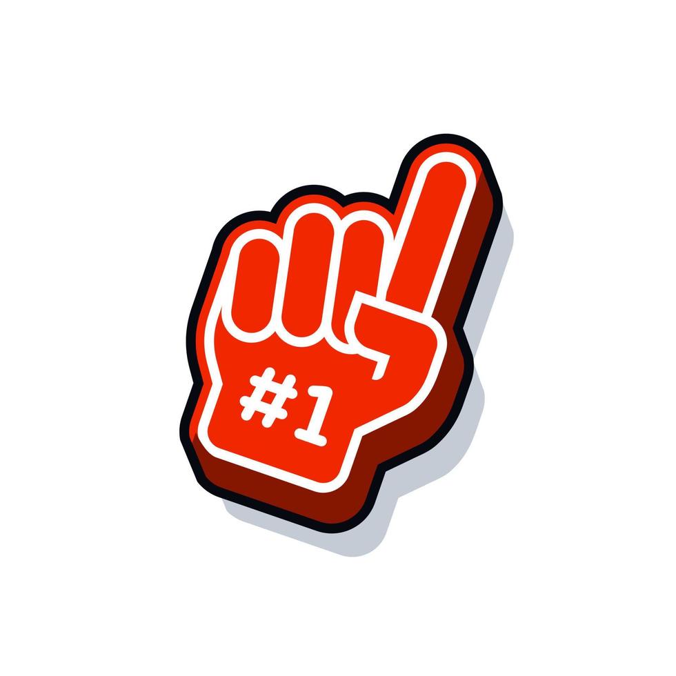 number 1 fan vector. hand glove with raised finger supporter vector illustration logo icon