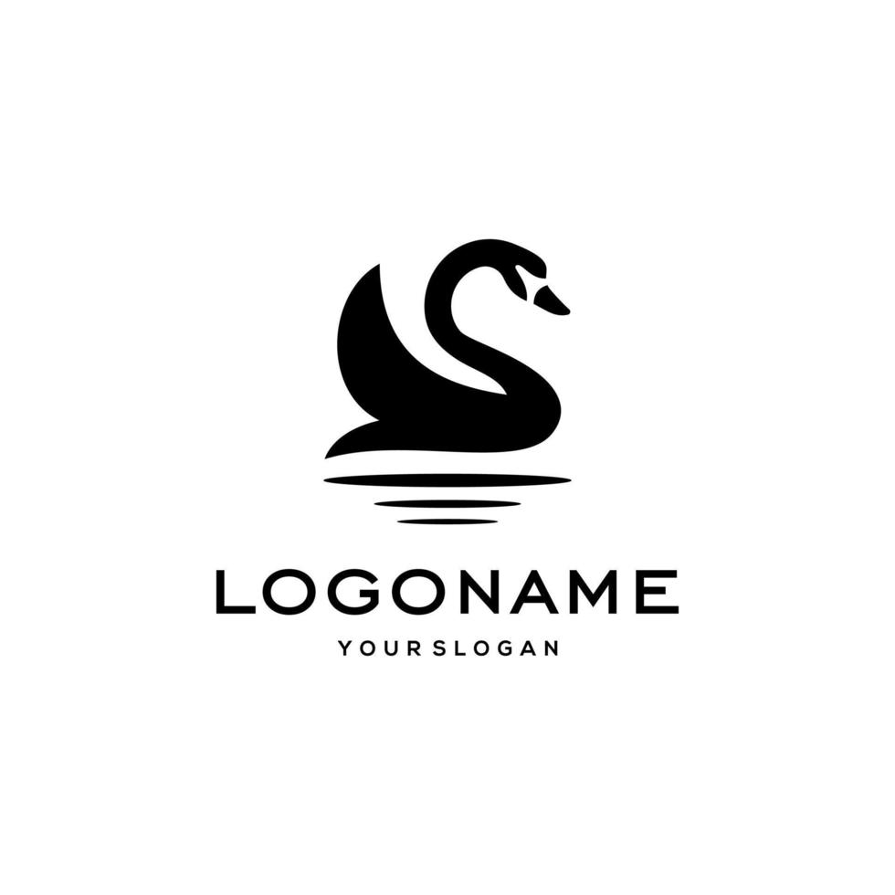 logotipo de cisne, vector de diseño de icono de ganso o pato en estilo de contorno de línea de lujo moderno y abstracto