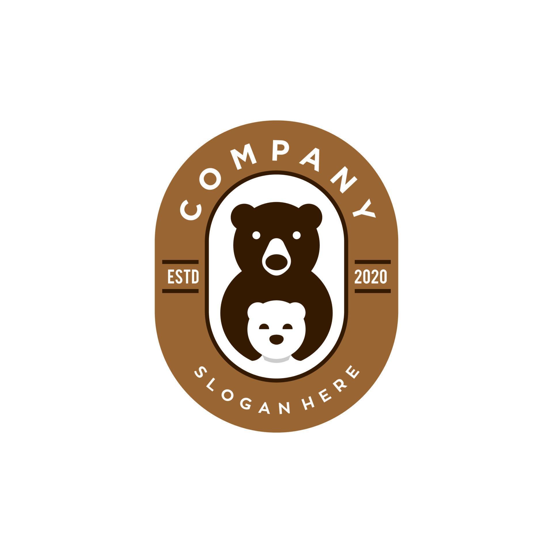 cute-cartoon-of-bear-mom-and-baby-bear-in-badge-style-logo-icon-vector