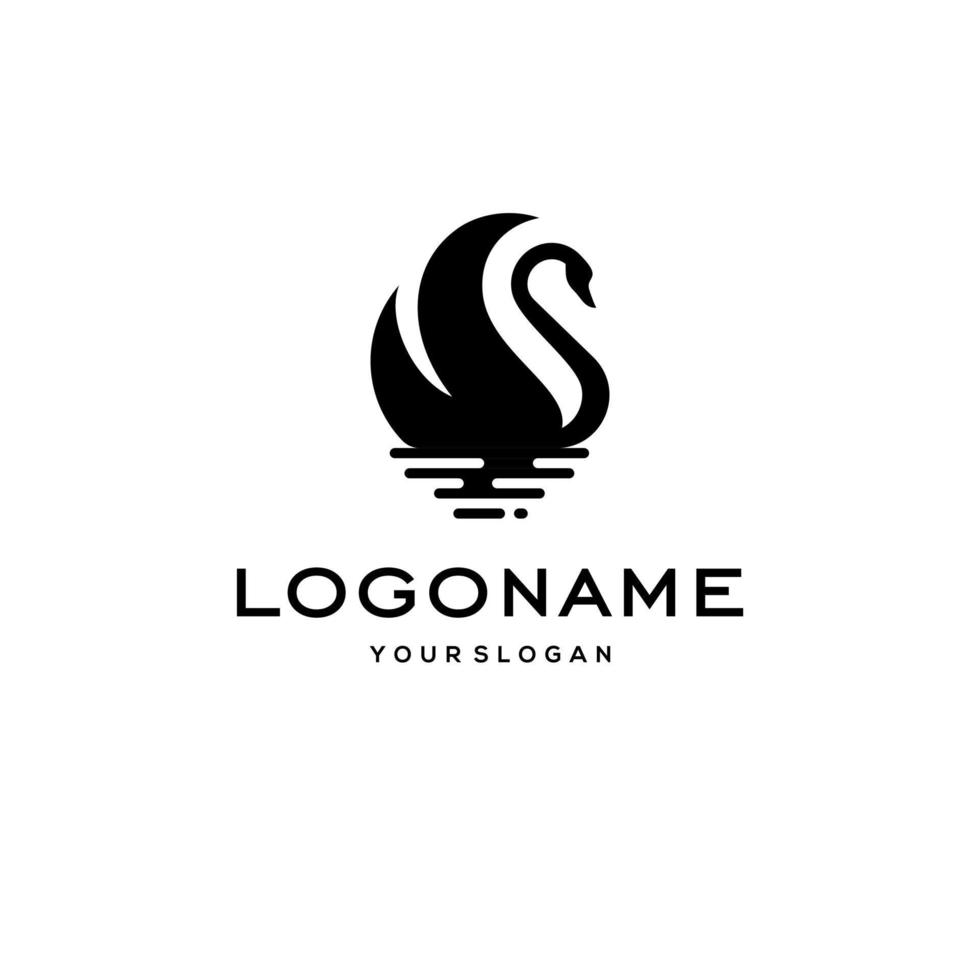 logotipo de cisne, vector de diseño de icono de ganso o pato en estilo de contorno de línea de lujo moderno y abstracto