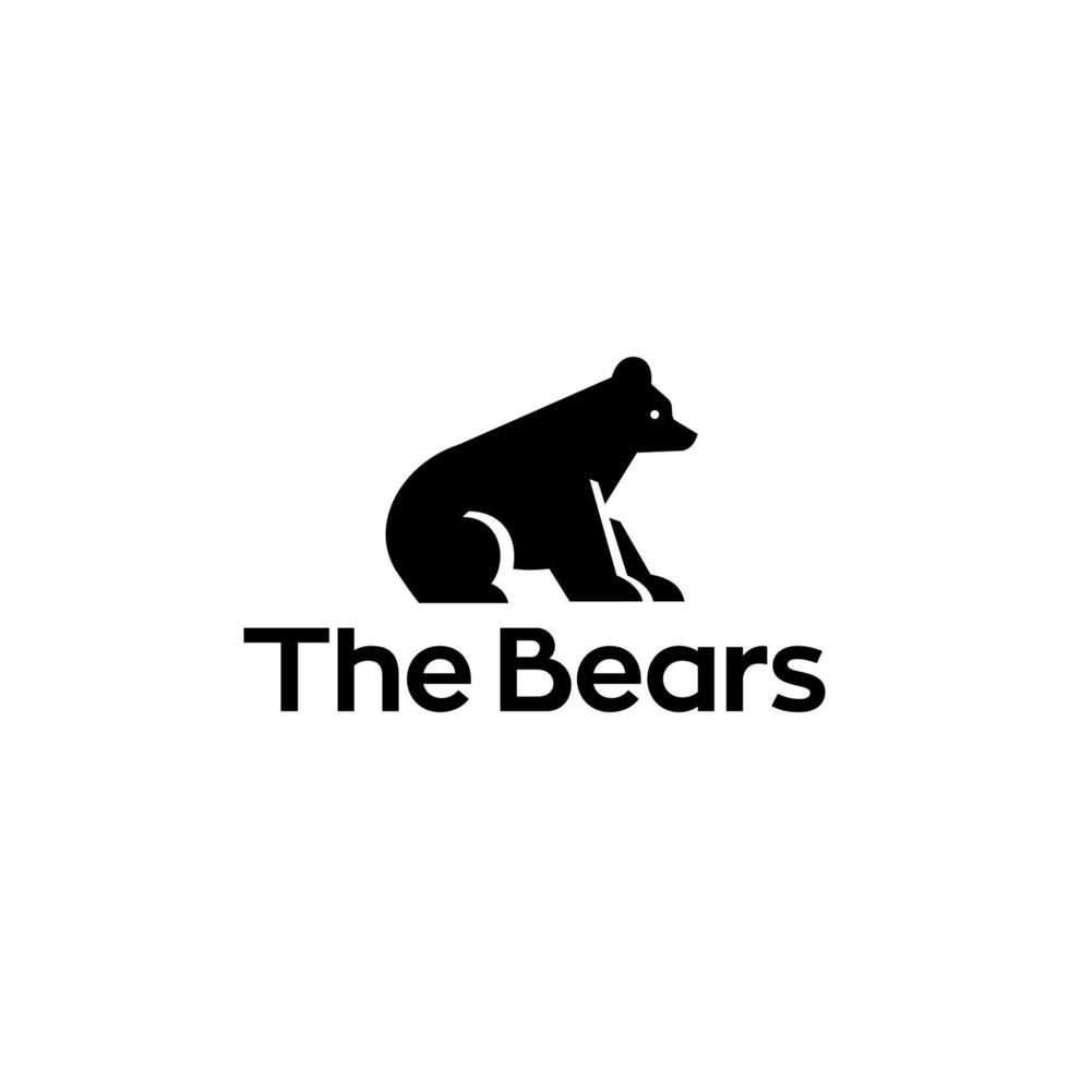 bear logo icon design. simple animal sillhouette of grizzly bear design logo vector