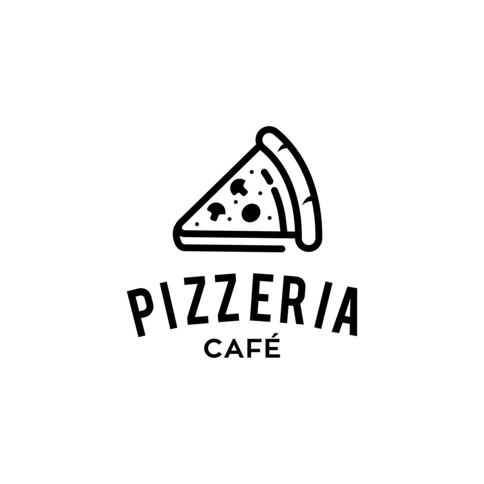 logo de pizza cafe, ícono de pizza, emblema para restaurante de comida rápida. logotipo de pizza de estilo plano simple sobre fondo blanco, fondo blanco aislado vector