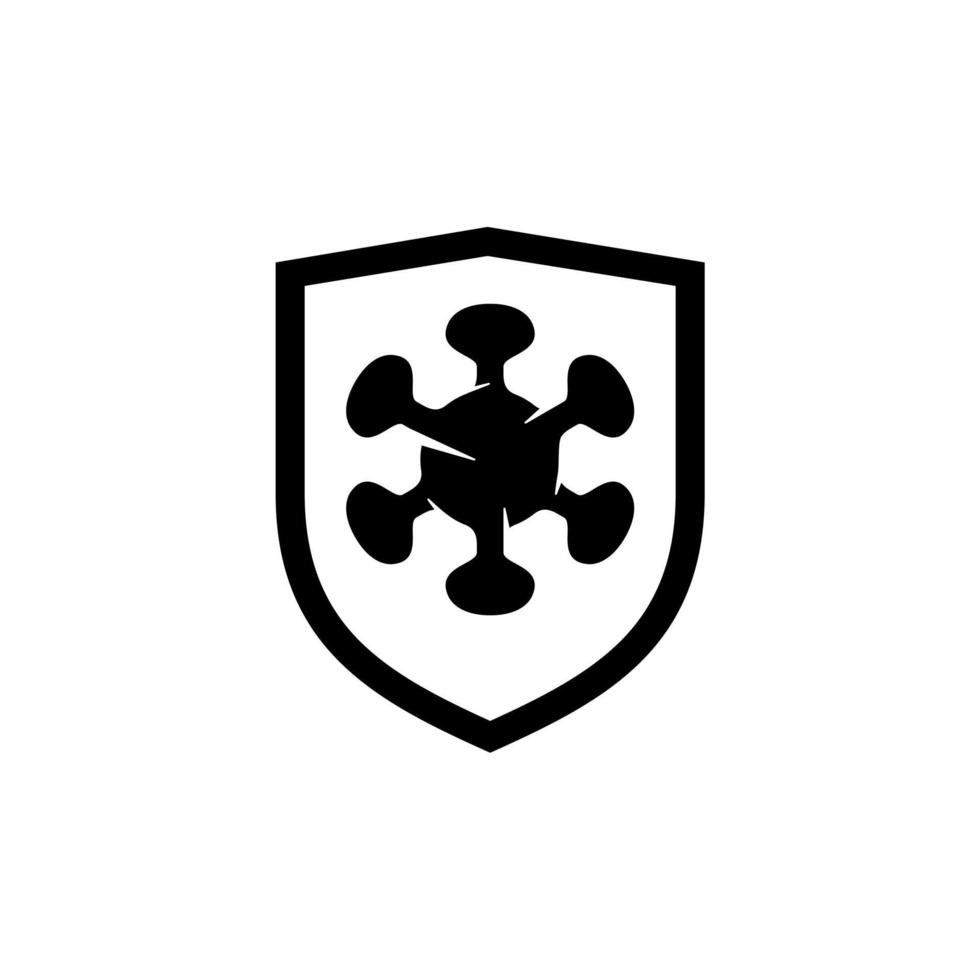 símbolo de diseño del logotipo del icono del escudo de protección contra virus de la corona, protéjase a sí mismo vector