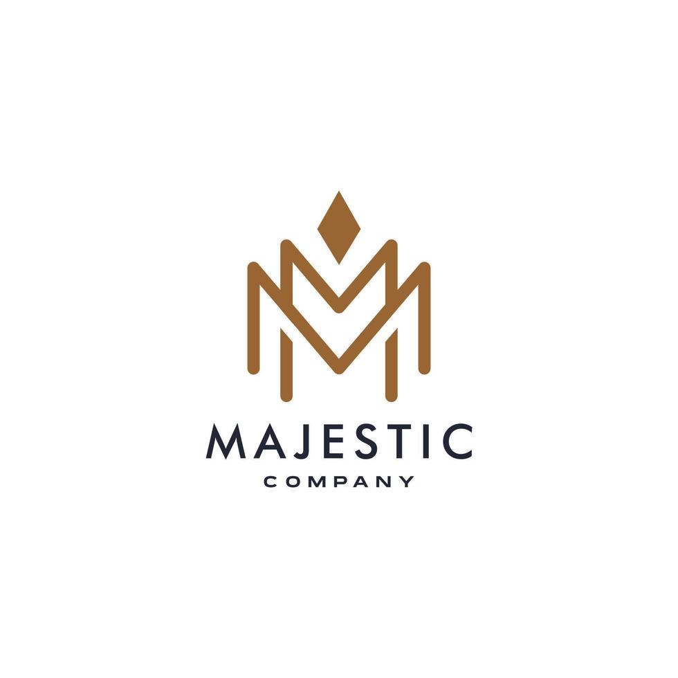 M logotype icon MM logo with crown element symbol in trendy minimal elegant and luxury style vector