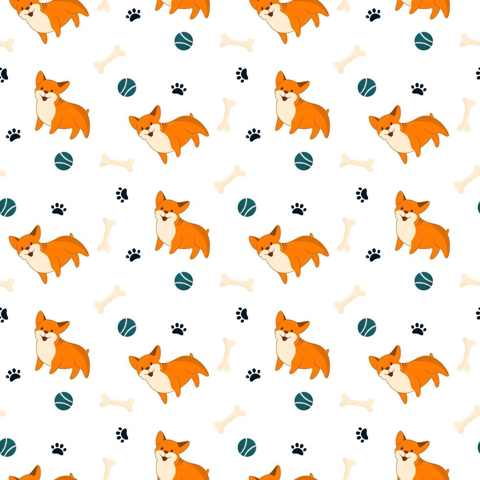 cute corgi pattern vector