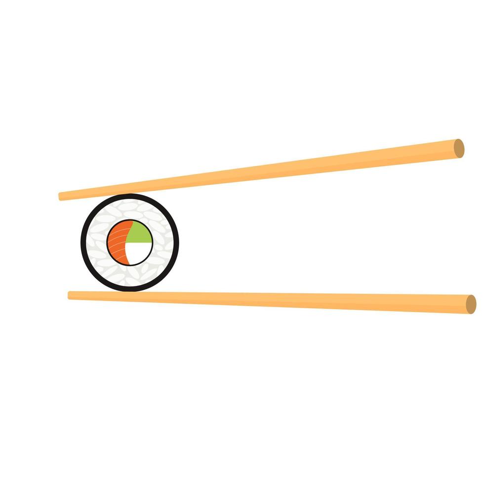 sushi roll and chopsticks vector