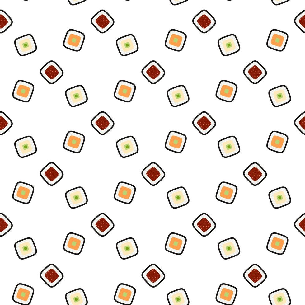 pattern with sushi rolls vector