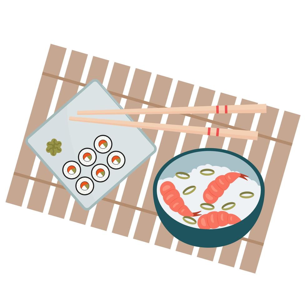 conjunto de comida asiática vector