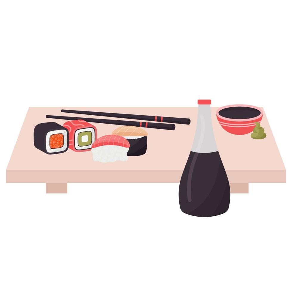 juego de sushi y palillos vector