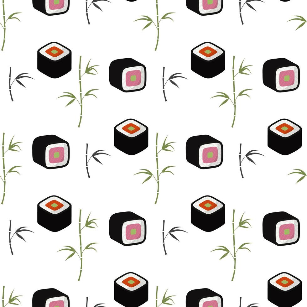 pattern with sushi rolls vector