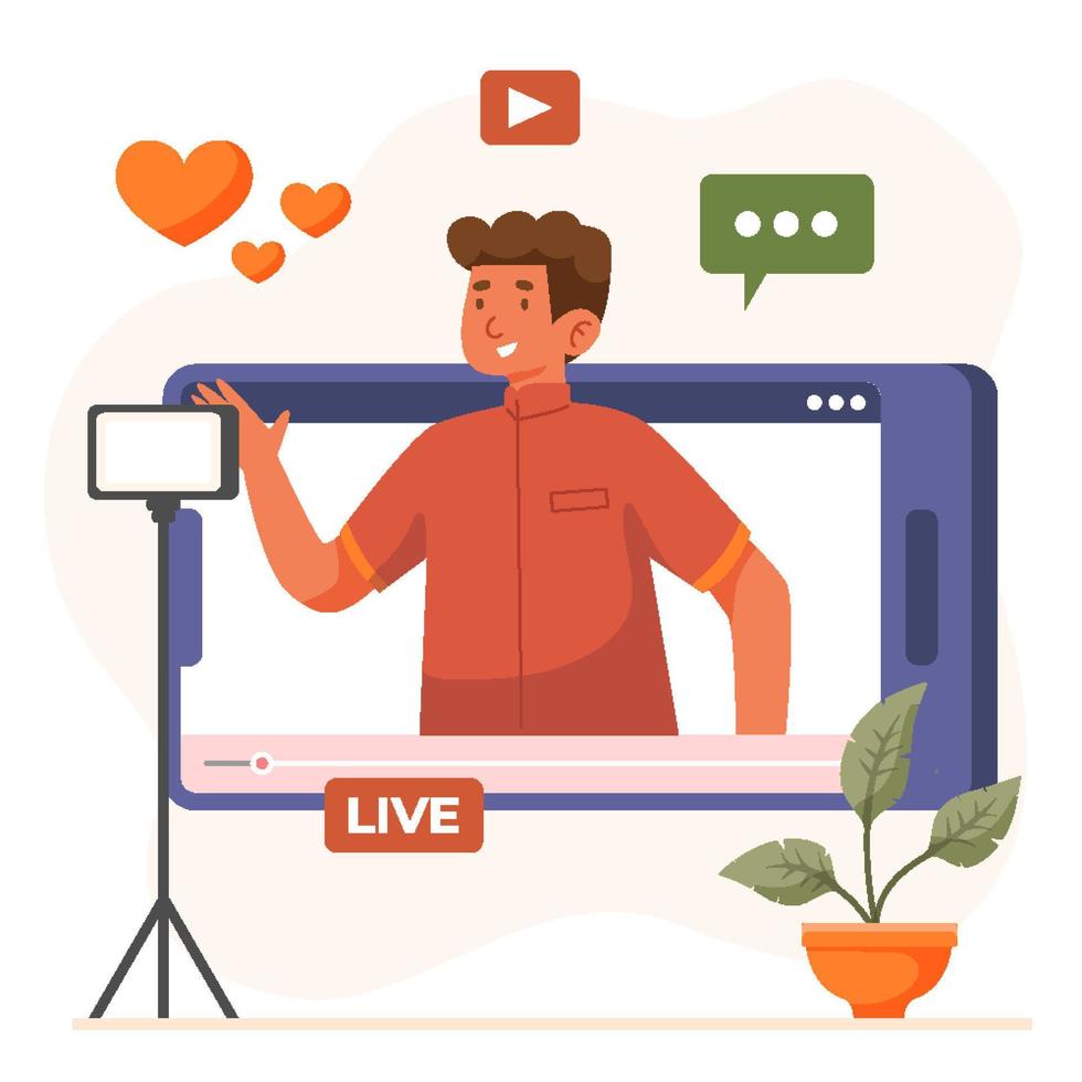 Podcast Concept with Live Streaming vector