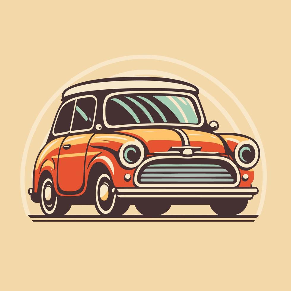 ilustración de estilo de vector retro de coche clásico vintage