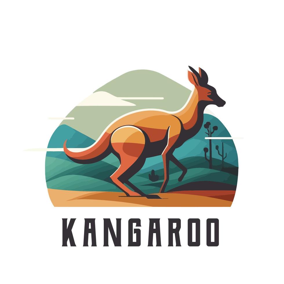 kangaroo wallaby australian animal wild character logo vector illustration