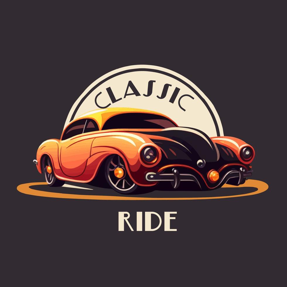vintage classic car retro vector style illustration