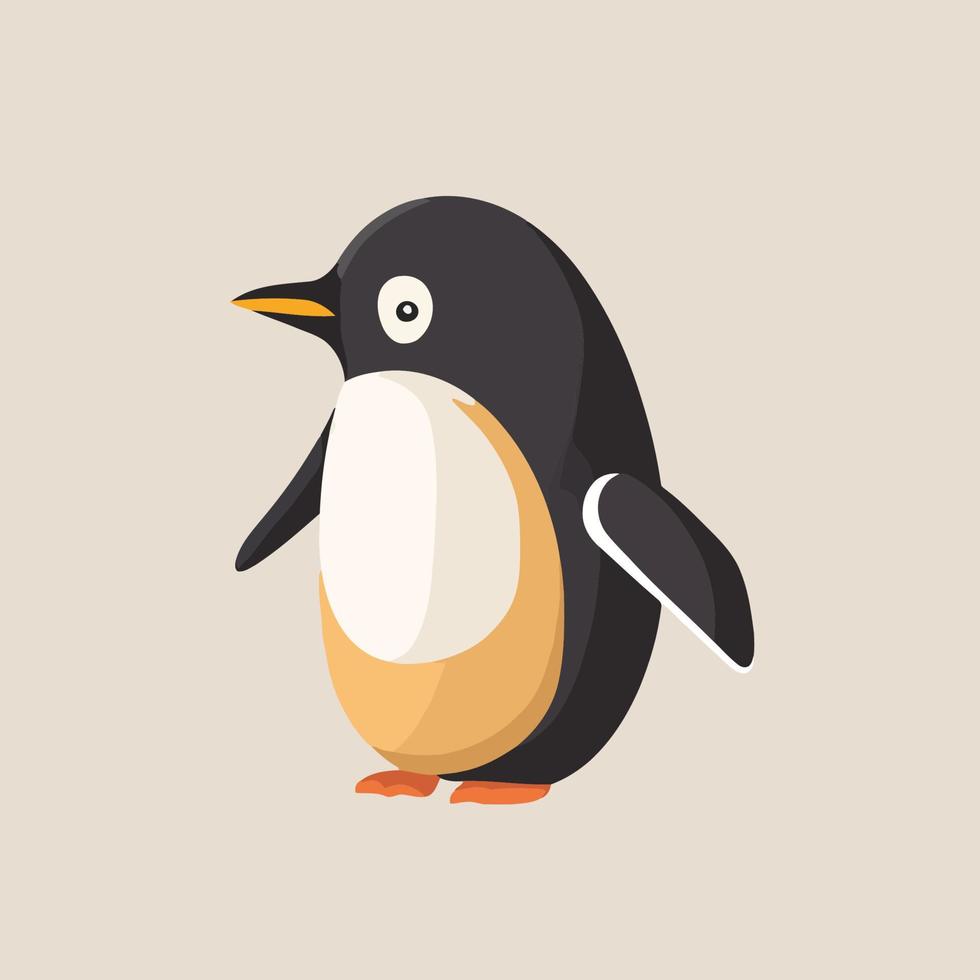 penguin logo mascot in flat cartoon style vector. Cold winter Antarctic bird vector