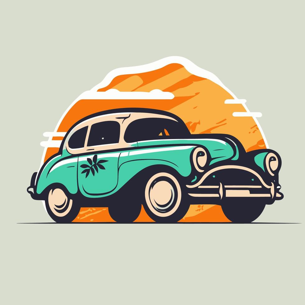 vintage classic car retro vector style illustration