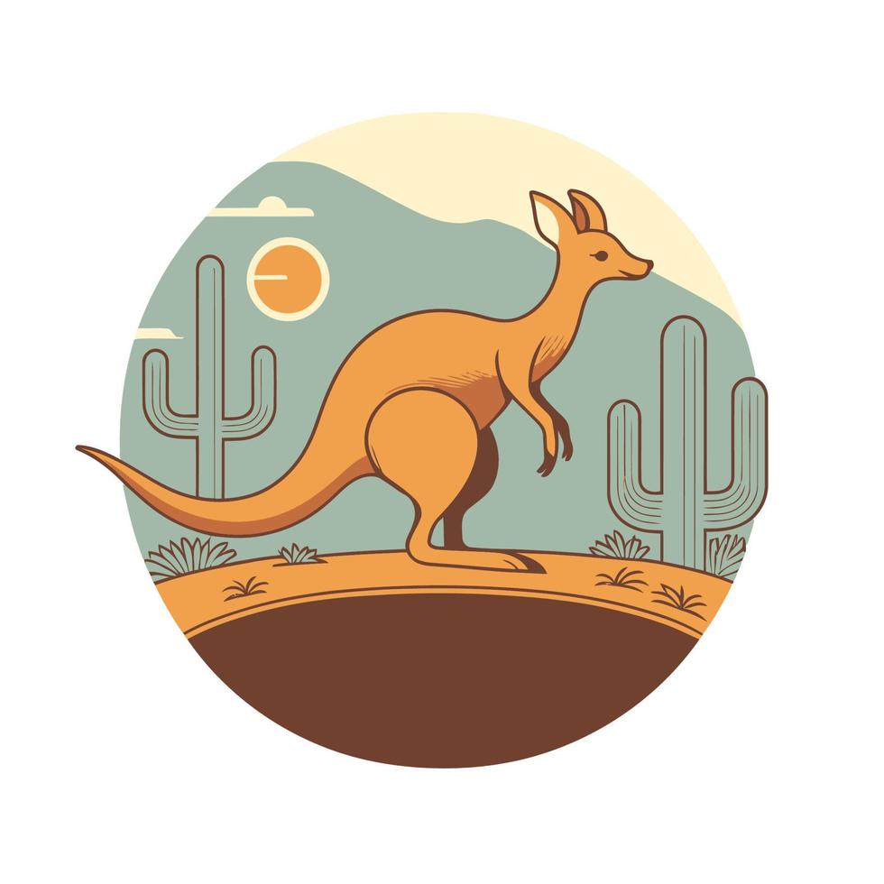 canguro wallaby animal australiano carácter salvaje logotipo vector ilustración