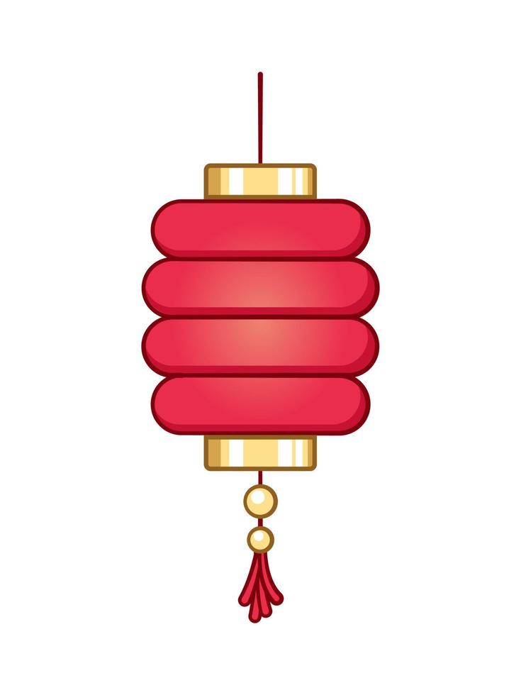 Chinese festival hanging lantern cartoon vector illustration. Traditional New year Asian red lamp.