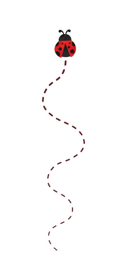 Flying ladybug with trail clipart vector illustration