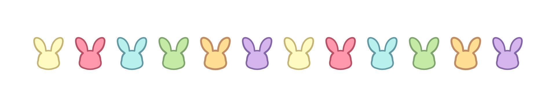 Pastel rabbit head separator border. Easter themed colorful clipart print. vector